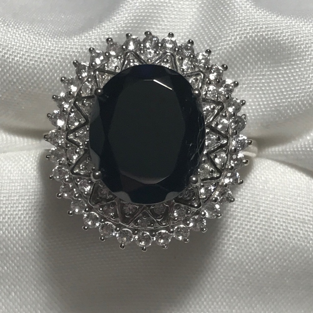 Shungite with Zircon Ring Sz 8